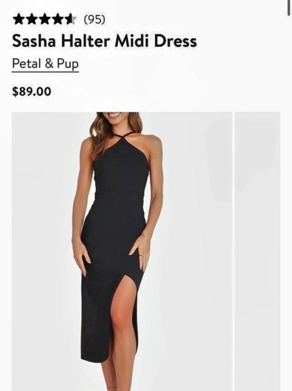 Petal & Pup Sasha Halter Midi Dress in Black size 8